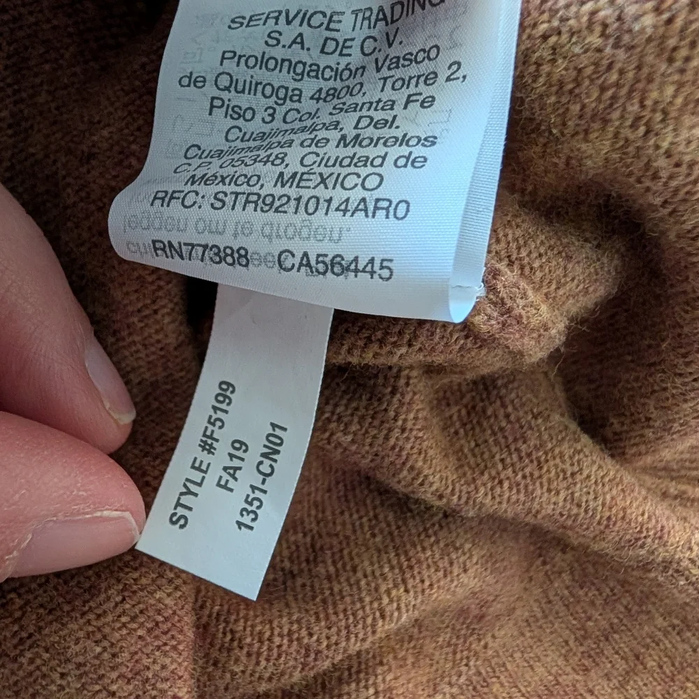 J Crew Women's Teddie Carmel Tan Pullover Sweater Size S Wool Cotton Blend Basic